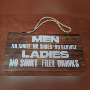 NWOT Country Style Wall Decor Funny Bar Wooden Signs with Hanging Rope